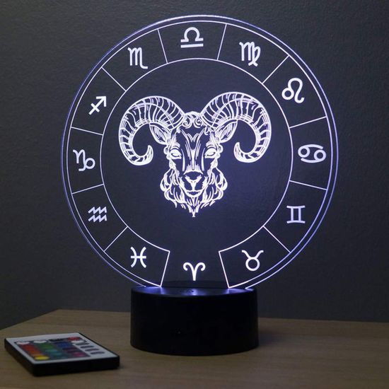 Lampe Horoscope Bélier Personnalisable - 16 Couleurs LED, 3D, Veilleuse Avec Nom Ou Message
