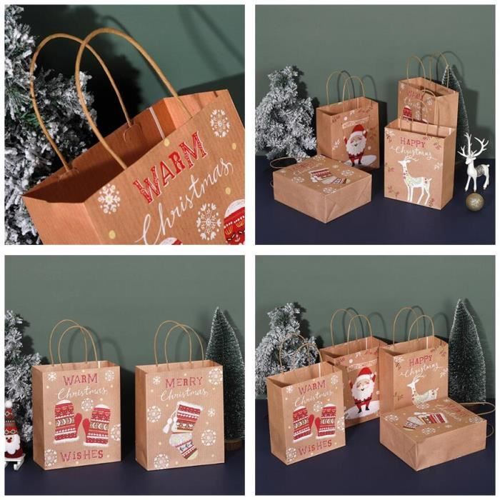 10x sac-cadeau en papier kraft pour sac d'emballage de fête d'anniversaire