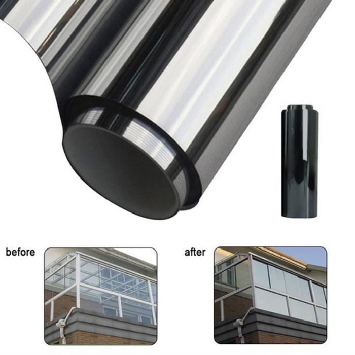 Film Carbone Teinté Vitre Voiture – Rouleau 50 X 300 Cm, Argenté Chromé, Auto-adhésif, Protection UV Et Intimité