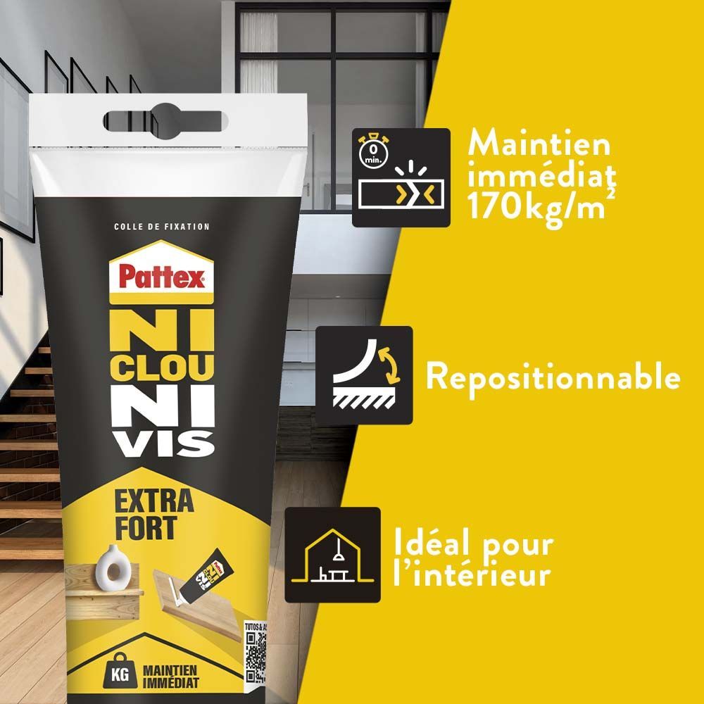 Colle de fixation - PATTEX - Ni Clou Ni Vis - Extra fort - Tube - 52g -  Cdiscount Bricolage