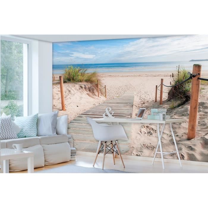 Papier Peint Intissé Plage et Mer Panoramique 254x184 cm Nature Chambre ...