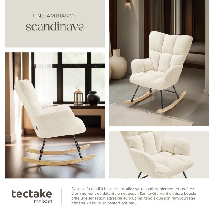 Fauteuil à bascule GULSELE Bouclé Beige