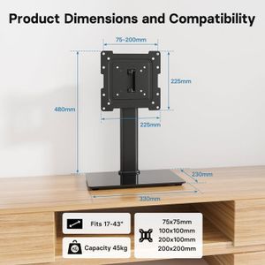 Pieds De Support TV Sharp – Vis Compatibles, Modèle LC-55UI8652E, Ouverts Jamais Servis