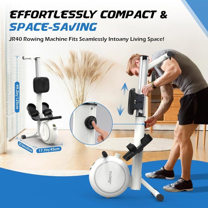 JOROTO Rameur Magnétique Silencieux – Bluetooth, 40 Kg De Résistance, 160 Kg De Charge, Pliable Verticalement, Pour Maison