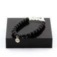 Bracelet Pierre De Lune Et Onyx Noir 8 Mm - Fabriqué En France, Neuf Étiqueté