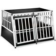 TECTAKE Cage de Transport pour Chien Double en Aluminium Porte grillagée verrouillable 104 cm x 905 cm x 69 cm - Noir-0