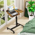 PIPIPOXER Table de lit Table Support Table Ordinateur Portable,avec Petit Tiroir,60x40x59-89cm Marron Roulettes Pivotantes Hauteur Réglable