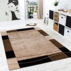 PACO HOME Tapis De Créateur Contemporain à Lignes Et Carreaux En Marron Crème Beige Noir [80x150 cm]