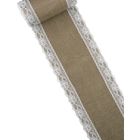 HOBI Chemin de table - Vintage - Toile de jute - 15 cm x 5 m - Dentelle blanche - Intérieur