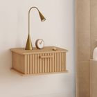IDMARKET Lot de 2 tables de chevet murales JULIETTE 1 tiroir étagère suspendue lattes tasseau bois