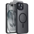 MASSILIA TECH Coque pour iphone 15 et 2 vitres anti espion 2x verre caméra compatible magsafe noir hd