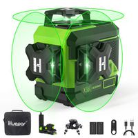 Huepar Laser Niveau 3D 12 Lignes Faisceau Vert Auto-Nivelant Avec Écran LCD/Contrôle Bluetooth/Télécommande/Deux Batteries-Z03CG