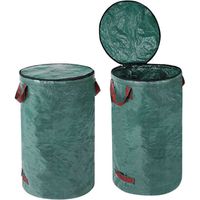 Lot de 2 sacs de jardin avec couvercle - 120 litres - Pour déchets verts - Pliables avec poignées - Sacs à feuilles réutilisables 