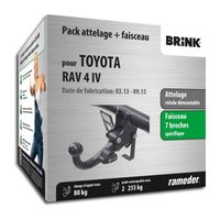 Attelage - Toyota RAV 4 IV - 12/12-12/99 - rotule démontable - Brink - Faisceau spécifique 7 broches