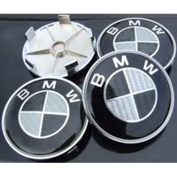 4 centres de roue BMW effet noir carbone 68mm cache moyeux enjoliveur 