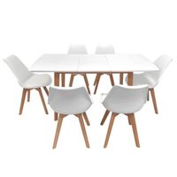 Ensemble table extensible - HAPPY GARDEN - NORA - Blanc - Scandinave - Moderne