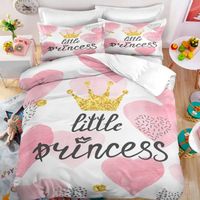Petite princesse coeurs roses Parure de lit 3 pieces 1 housse de couette 140*200cm et 2 taies d'oreillers 63*63cm