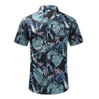 Chemise Hawaïenne Homme Plage Vert Imprime Feuille Manches Court Grand Taille