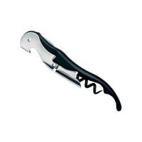 Pulltap's 843 Couteau sommelier 3 pièces (lame micro-dentée, double levier avec décapsuleur, mèche noire), manche 12 cm noir
