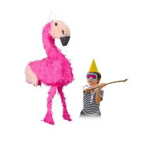 Relaxdays Pinata Flamand rose à suspendre pour enfants à remplir anniversaire jeu HxlxP: 80 x 40 x 14 cm, rose-rose pâle