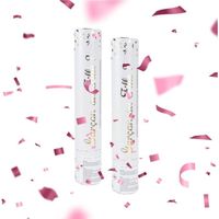 Lot de 2 Canons à Confettis Gender Reveal Rose (Fille) 30 cm  - Lanceur à poudre pour Baby Shower et Gender Reveal