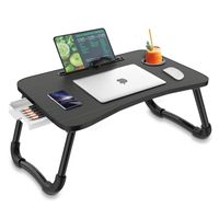 Table de Lit Portable, avec Porte Gobelet Bureau Petit déjeuner réglable et Portable pour Lit, Canapé, Sol 60x40cm