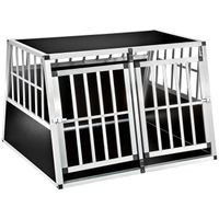 TECTAKE Cage de Transport pour Chien Double en Aluminium Porte grillagée verrouillable 104 cm x 905 cm x 69 cm - Noir
