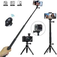 AL13032-Perche Selfie 3 en 1 Extensible Selfie Stick Trépied avec Détachable Télécommande Sans Fil Monopode et Support Téléphone
