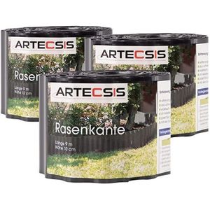BORDURE Bordure de Jardin en Plastique ARTECSIS Anthracite - 3 Rouleaux de 9m x 10cm - Résistant aux UV et à l'humidité