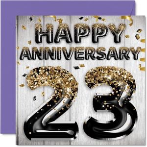 CARTE CORRESPONDANCE Awesome 23Rd Anniversary Card For Husband Boyfriend Wife Girlfriend - Black Gold Glitter Balloons - Happy 23 Anniversary Car[n5798]