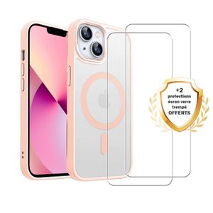 Coque Silicone Moxie BeFluo Fine Et Légère Pour IPhone 14 Pro Interieur Microfibre Rose Des Sables