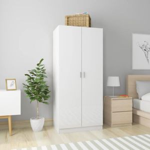 ARMOIRE DE CHAMBRE Fydun Garde-robe Blanc brillant 80x52x180 cm Agglo