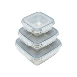 Lot de 4 boîtes alimentaires en acier inoxydable avec couvercles hermétiques, passe au four, au congélateur et au lave-vaisselle