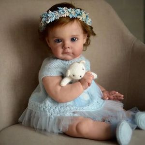POUPÉE Pinky Reborn 23 pouces 58 cm Ensemble Cadeau de Poupées Bébé Adorables Réalistes Fille, Corps en Tissu, Yeux Bleus