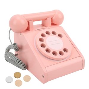 TÉLÉPHONE JOUET SALALIS Téléphone à cadran rotatif à l'ancienne rose Téléphone de Simulation pour enfants rose, téléphone à bureau cahier Rose