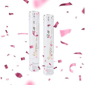 CONFETTIS Lot de 2 Canons à Confettis Gender Reveal Rose (Fi
