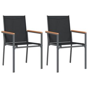 FAUTEUIL JARDIN  NEUF Chaises de jardin lot de 2 noir 55x61,5x90cm textilène et acier bohushop