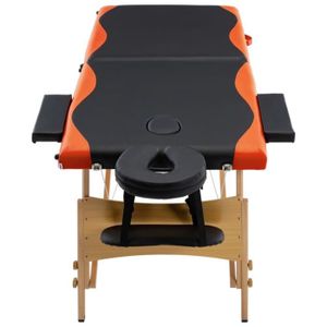TABLE DE MASSAGE - TABLE DE SOIN NEUF Table de massage pliable 2 zones Bois Noir et orange En Stock YESMAEFR