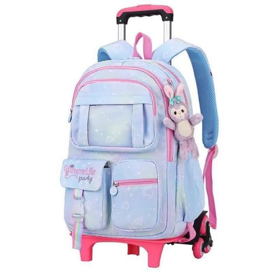 Cartable à Roulettes Garçon Primaire CE1 - Sac à Dos École Avec Roues + Trousse + Boîte Repas - 24L