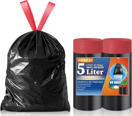 OKKEAI Lot De 100 Petits Sacs Poubelle De 5 L En Plastique