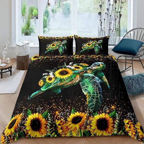 Parure De Lit 160x200 Imprimée 3D Feuilles Tropicales - Housse De Couette Douce Microfibre Avec 2 Taies D'Oreiller