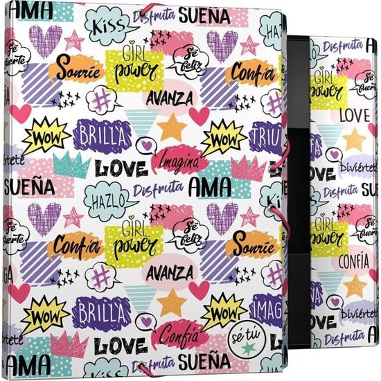 Classeur 3 Rabats Carton Rigide Grafoplas - Collection Mafalda Bird, Format A4, Fermeture élastique