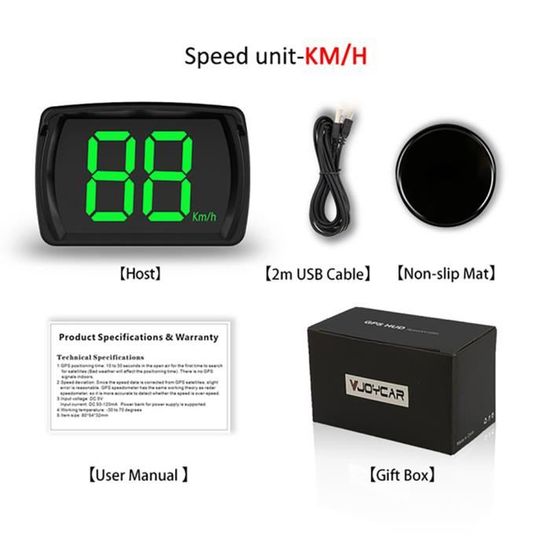 Compteur De Vitesse Numérique GPS Pour Voiture - Écran 3x2 Pouces, Affichage Tête Haute (HUD), Alimentation USB - Portable Et Précis