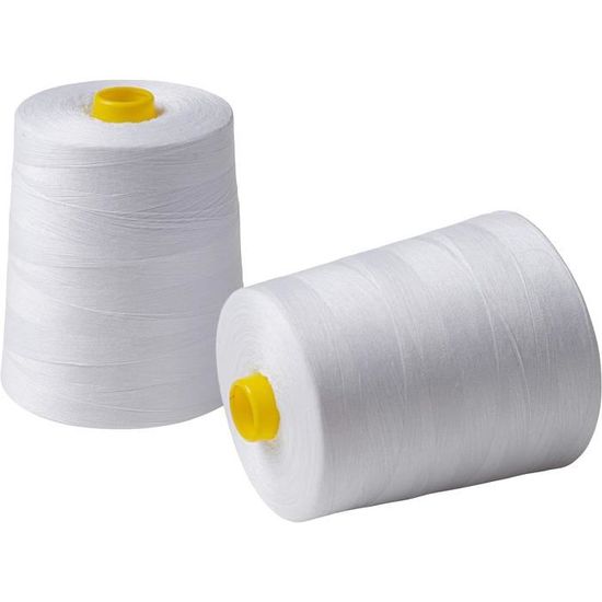 Fil à Coudre IPEA - 2 Bobines De 9000 M (18000 M Total), Polyester, Couleur Beige, Pour Machine Et Surjeteuse