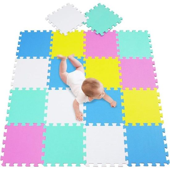Tapis De Jeu En Mousse Imperméable Humbi – Puzzle Sol City Streets 9 Carreaux – Multicolore Vert/Gris – Dès 3 Ans – EVA Sécurisé