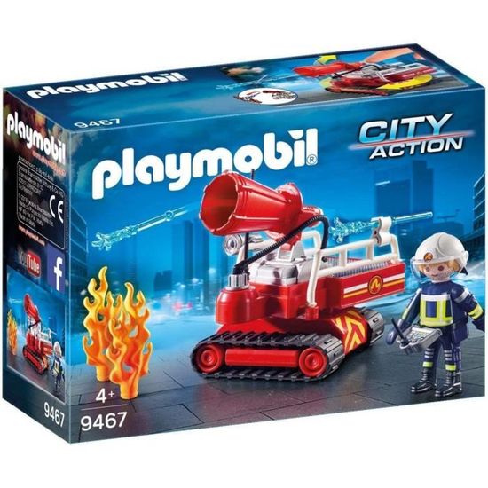 PLAYMOBIL - City Action - Pompier avec robot d'intervention - Canon à eau - 4 ans et plus