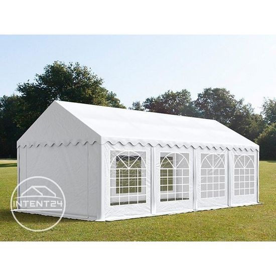 Tente de réception TOOLPORT 4x8m - PVC 500g/m² - Blanc imperméable