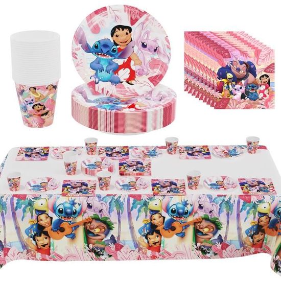 Kit Fête Anniversaire 61 Pièces - Assiettes, Gobelets, Serviettes, Nappe Thème Enfant