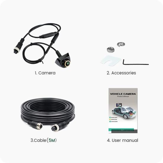 Cu00e2ble D'extension Pour Camu00e9ra De Recul 4 Broches Mu00e2le Vers Femelle 4 Broches Pour Enregistreur De Voiture (4 Broches 32,2,4 M), Compatible Avec Camu00e9ra
