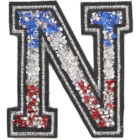 Écusson Patch Badge Strass Brodé ecusson Lettre Alphabet thermocollant A 8-10 cm Écusson Patch Badge Strass Brodé ecusson Lettre Alphabet thermocollant A 8-10 cm